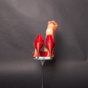 1950s Red Velvet and Satin Pumps Heels Shoes